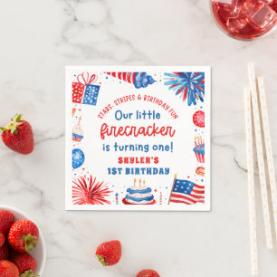 Serviette En Papier Notre petit pétard 4 juillet 1er anniversaire