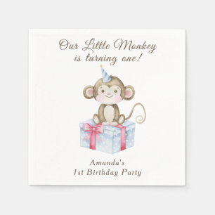 Serviette En Papier Notre petit singe premier anniversaire
