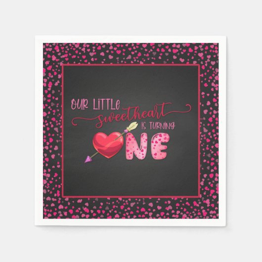 Serviette En Papier Notre petite amoureuse tourne une serviette - noir (Devant)