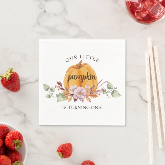 Serviette En Papier Notre Petite Citrouille fête d'anniversaire (En situation)