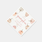 Serviette En Papier Notre Petite Citrouille Rose Blanc Automne fête d' (Coin)