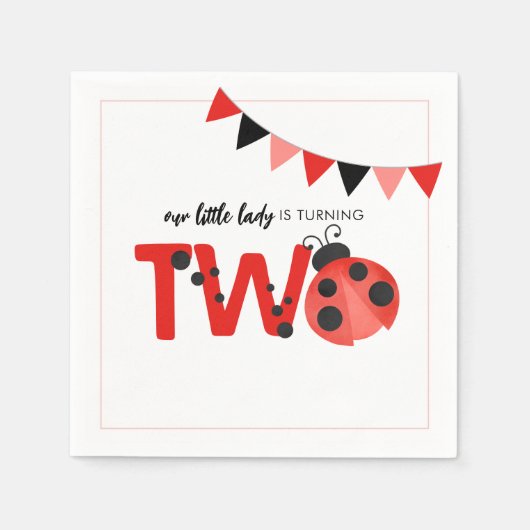 Serviette En Papier Notre Petite Dame a Deux Ans Ladybug (Devant)