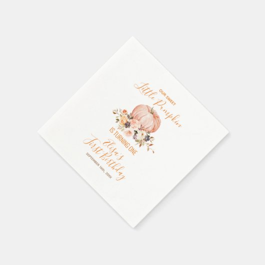 Serviette En Papier Notre petite douce citrouille 1er anniversaire flo (Coin)