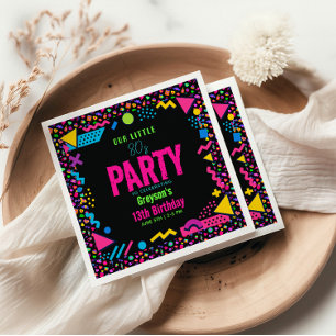 Serviette En Papier notre petite fête d'anniversaire Rétro Néon 80