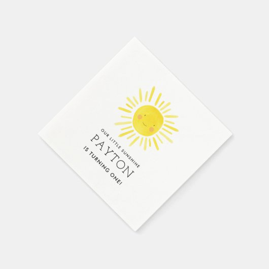 Serviette En Papier Notre petite fête Sunshine Fille 1er anniversaire (Coin)