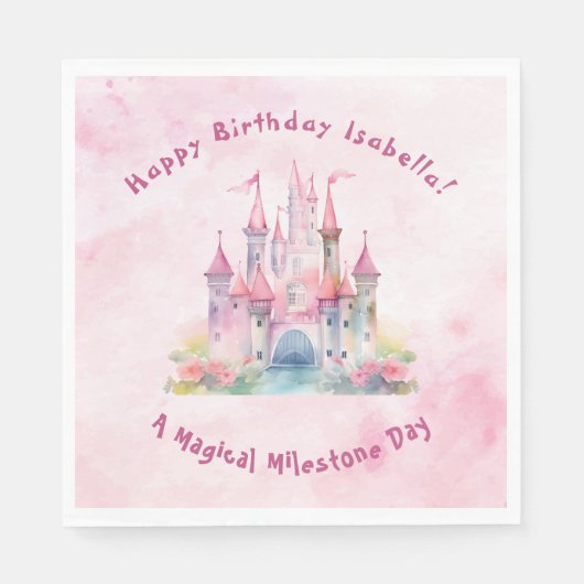 Serviette En Papier Notre Princesse de Château fête son anniversaire (Devant)