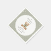 Serviette En Papier Nounours, Arc, Points verts, Premier Anniversaire (Coin)
