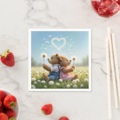 Serviette En Papier Nounours au coeur de Dandelion (En situation)