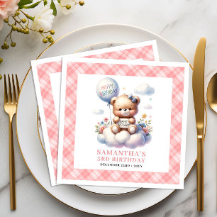 Serviette En Papier Nounours Ballon Rougeur Décoration Mignonne Fille 