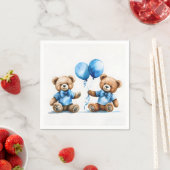 Serviette En Papier Nounours Bébé Garçon Avec Ballons (En situation)