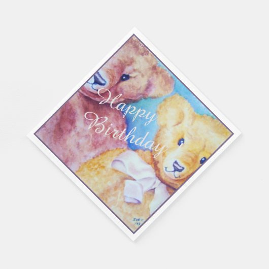 Serviette En Papier Nounours Bonne fête d'anniversaire (Coin)