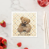 Serviette En Papier Nounours Brown en Pois (En situation)