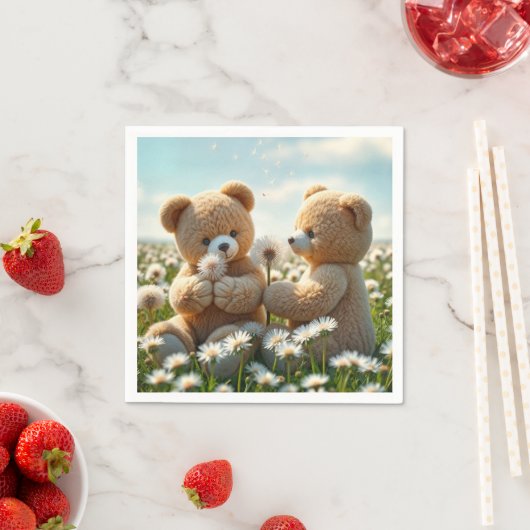 Serviette En Papier Nounours dans un champ d'été (En situation)