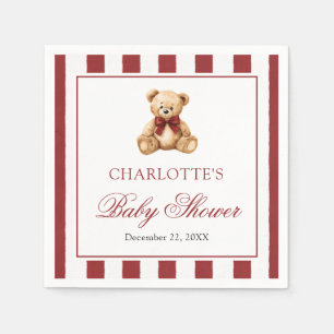 Serviette En Papier Nounours en peluche à ruban rouge pour Baby Shower