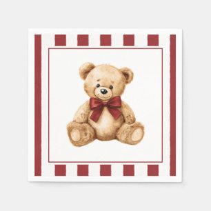 Serviette En Papier Nounours en peluche à ruban rouge pour Baby Shower