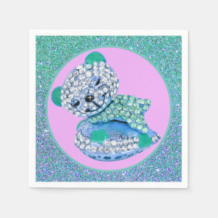 Serviette En Papier Nounours en peluche beauté diamant mignon rose ble