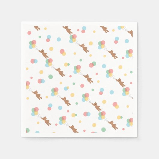 Serviette En Papier Nounours et ballons (Devant)