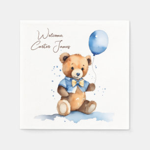 Serviette En Papier Nounours ours en peluche avec ballon bleu