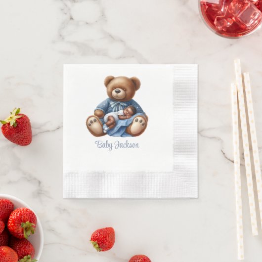 Serviette En Papier Nounours ourson garçon (En situation)