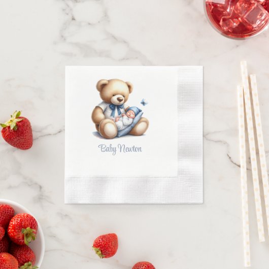 Serviette En Papier Nounours ourson garçon (En situation)