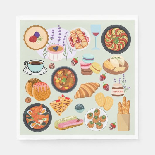 Serviette En Papier Nourriture française (Devant)
