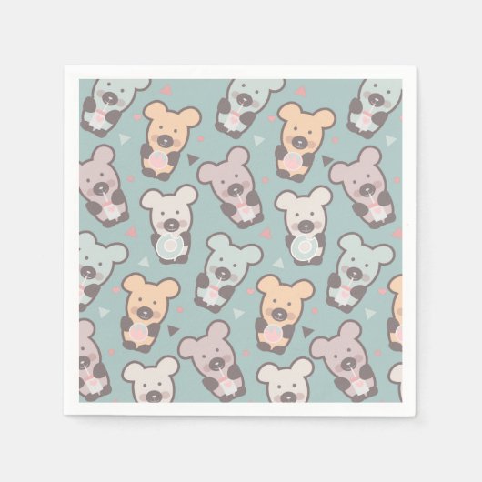 Serviette En Papier Nourriture Sucrée Ours Mignons Confettis (Devant)