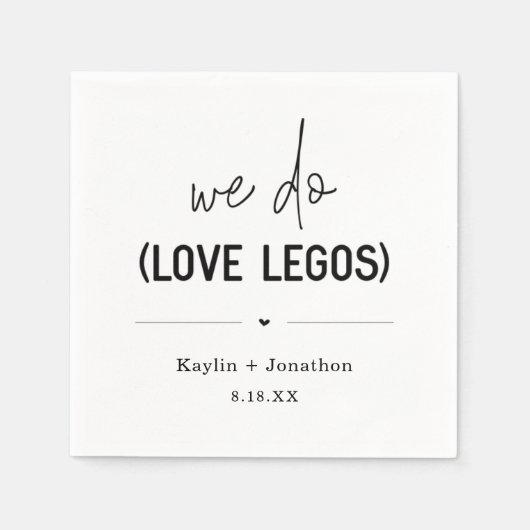 Serviette En Papier Nous aimons Legos Mariage Fête des mariées serviet (Devant)