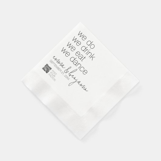 Serviette En Papier Nous Buvons Danser Manger - Mariage moderne (Coin)
