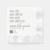 Serviette En Papier Nous Buvons Danser Manger - Mariage moderne (Devant)