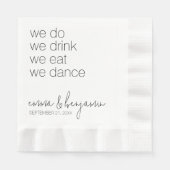 Serviette En Papier Nous Buvons Danser Manger - Mariage moderne (Devant)