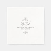 Serviette En Papier Nous faisons mariage élégant Botanique Noir & Blan (Devant)