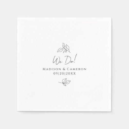 Serviette En Papier Nous faisons mariage élégant Botanique Noir & Blan (Devant)