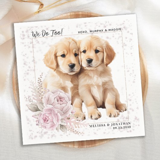 Serviette En Papier Nous faisons Trop Golden Retriever Rose Floral Mar