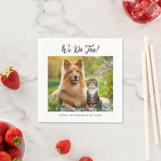 Serviette En Papier Nous Faisons Trop Simple Moderne Cute Photo Mariag (En situation)