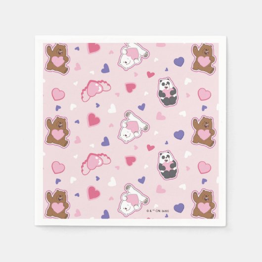 Serviette En Papier Nous les ours nus - Valentine Hearts Motif (Devant)