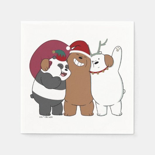 Serviette En Papier Nous Ours Nus - Bonnes Fêtes (Devant)