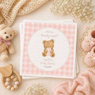 Serviette En Papier Nous pouvons à peine attendre Ourse Fille Baby Sho