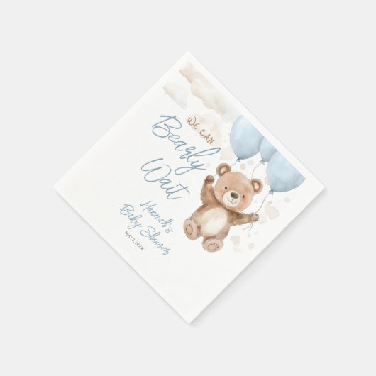 Serviette En Papier Nous pouvons attendre bleu Baby shower serviettes (Coin)