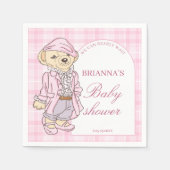 Serviette En Papier Nous pouvons attendre rose plaid baby shower monog (Devant)