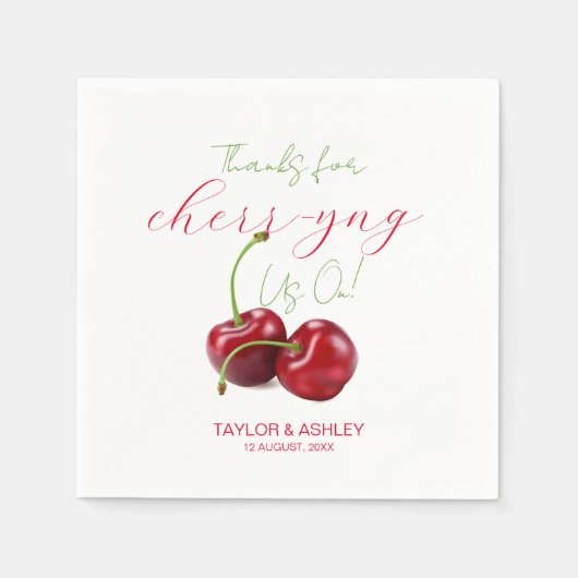 Serviette En Papier Nous Saluons Sur Les Fruits De Cerise (Devant)