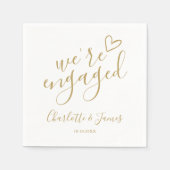Serviette En Papier Nous sommes Engaged Engagement Party Chic Gold (Devant)
