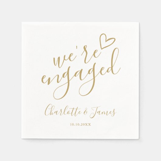 Serviette En Papier Nous sommes Engaged Engagement Party Chic Gold (Devant)