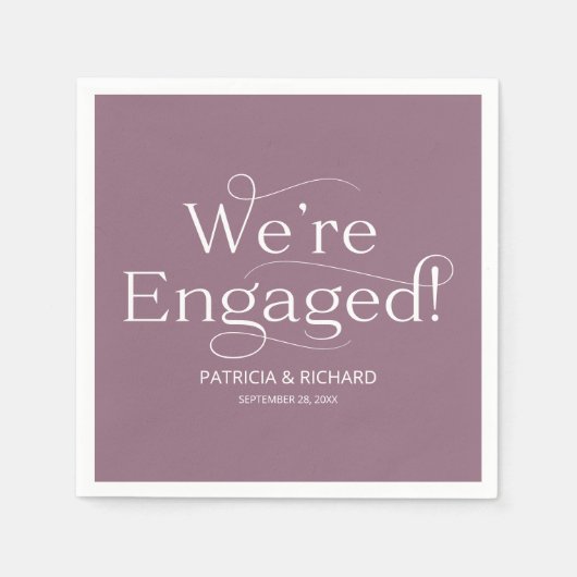 Serviette En Papier Nous sommes Engaged Engagement Party Purple (Devant)