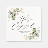 Serviette En Papier Nous sommes Engaged Gold Greenery Fiançailles (Devant)