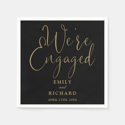 Serviette En Papier Nous sommes engagés Black And Gold Engagement Part (Devant)