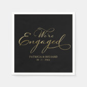 Serviette En Papier Nous sommes engagés Black Gold Engagement Party (Devant)