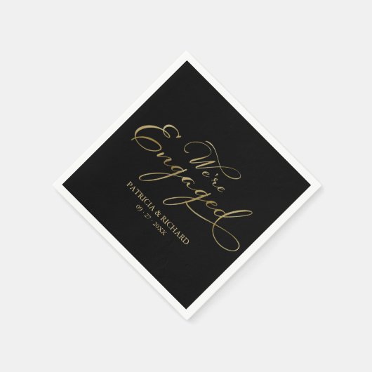Serviette En Papier Nous sommes engagés Black Gold Engagement Party (Coin)