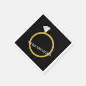Serviette En Papier Nous sommes engagés Black & Gold Fête des mariées  (Coin)