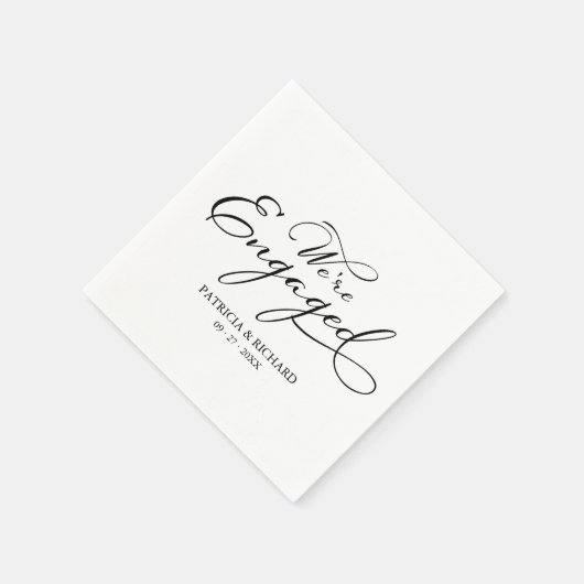Serviette En Papier Nous sommes engagés Black White Engagement Party (Coin)