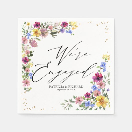Serviette En Papier Nous sommes engagés Boho Fleur sauvage Engagement  (Devant)